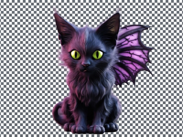 PSD psd halloween spooky mystical fairy kitten in 3d render isolated on transparent background