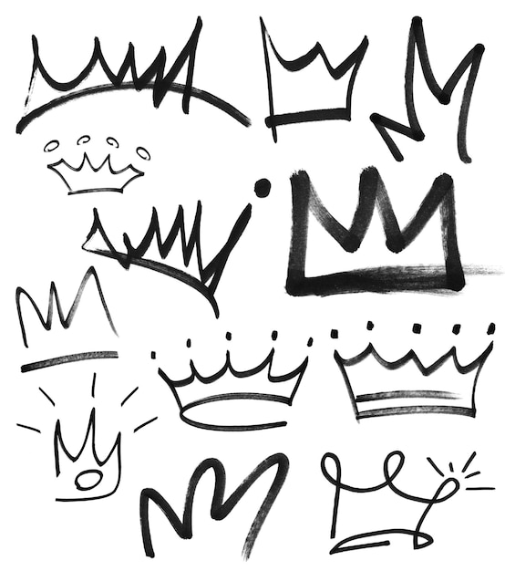 psd hand drawing crown elements