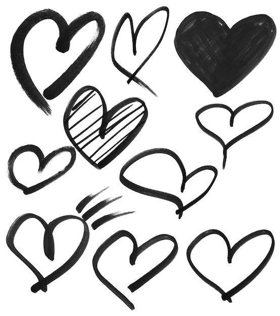 psd hand drawing heart elements