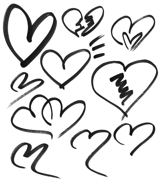 psd hand drawing heart elements