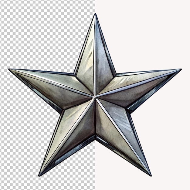 PSD of a hand drawn 3d metal star cartoon vector illustration