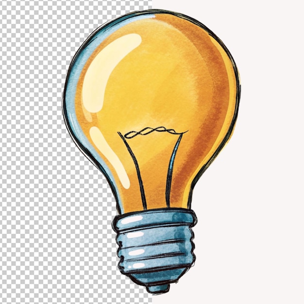 PSD of a hand drawn bulb cartoon vector illustration clipart