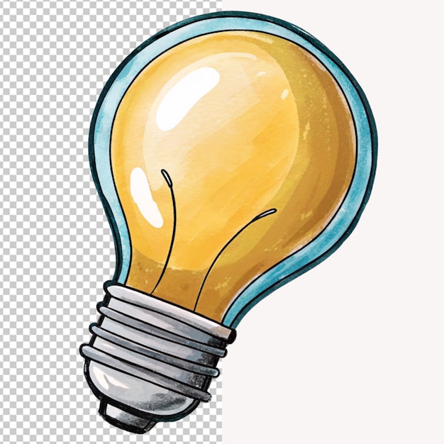 PSD of a hand drawn bulb cartoon vector illustration clipart