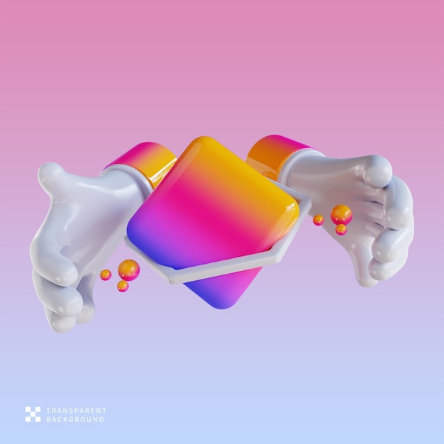 PSD psd hand hold cube 3d illustration