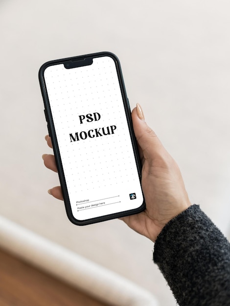 PSD hand holding Iphone mockup