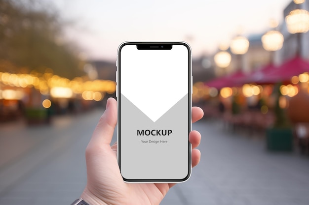 PSD in hand mobile mockup for ui design