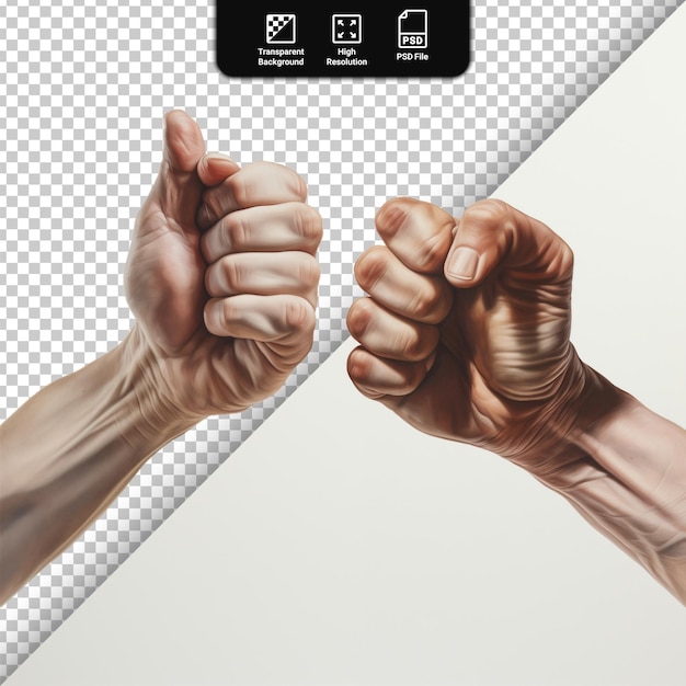 PSD psd hands fighting isolated on transparent background