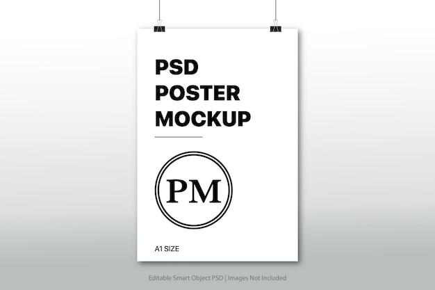 PSD Hanging Poster On White Background