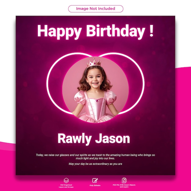 PSD happy birthday post and birthday party celebration psd template for social media