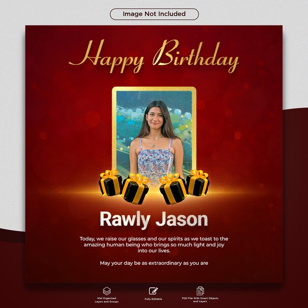 PSD happy birthday post and birthday party celebration psd template for social media