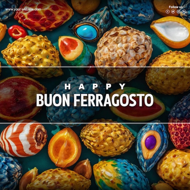 PSD happy buon ferragosto social media poster design