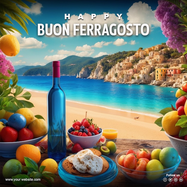 PSD psd happy buon ferragosto social media poster design