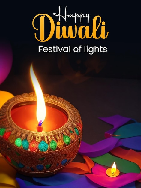 PSD happy diwali festival celebration poster