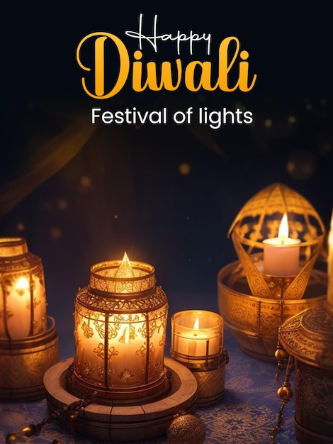 PSD happy diwali festival celebration poster