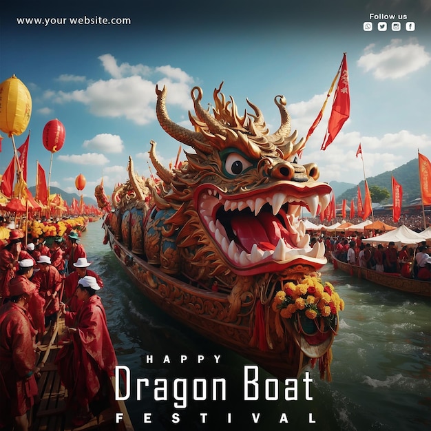 PSD Happy Dragon Boat Festival social media post design