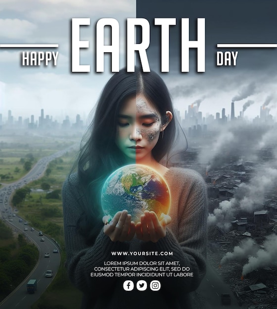 PSD Happy earth day 22nd april social media banner post template design