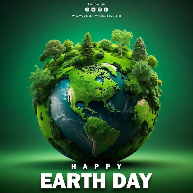 PSD happy earth day social media post design