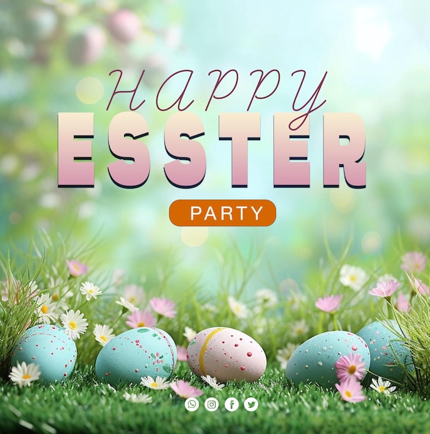 PSD psd happy easter vertical poster template and media social post