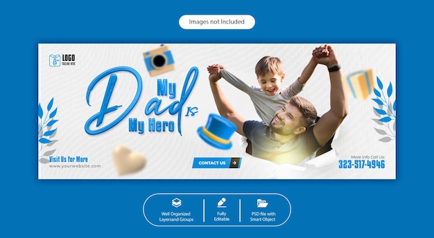 PSD happy father's day Facebook Cover banner template