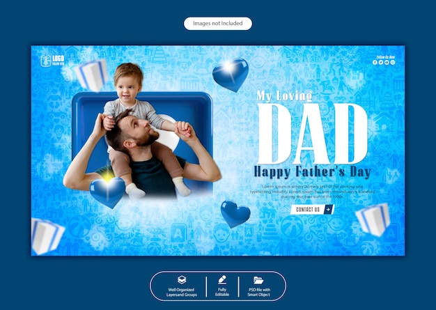 PSD happy father's day web banner template