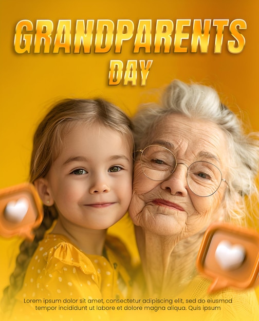 PSD psd happy grandparents day celebration post grandma and granddaughter celebrating grandparents day