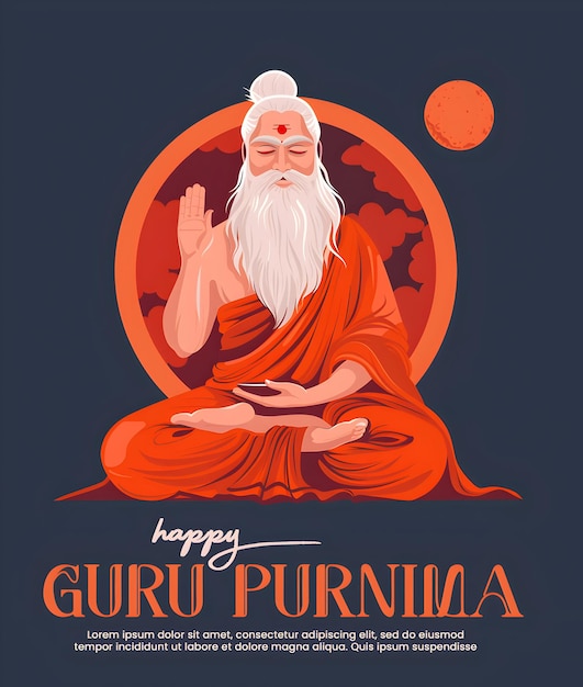 PSD psd happy guru purnima social media post with editable text design guru purnima greeting card