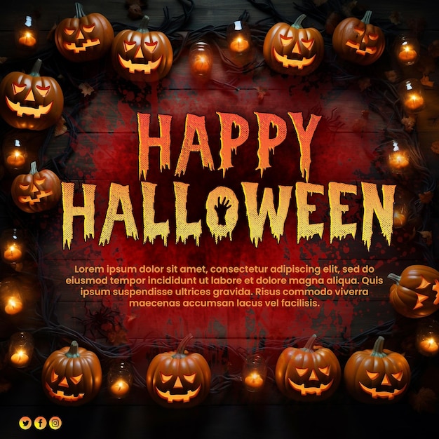 PSD psd happy halloween horror night flyer social media post template