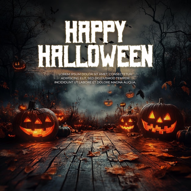 PSD Happy Halloween party Black Poster