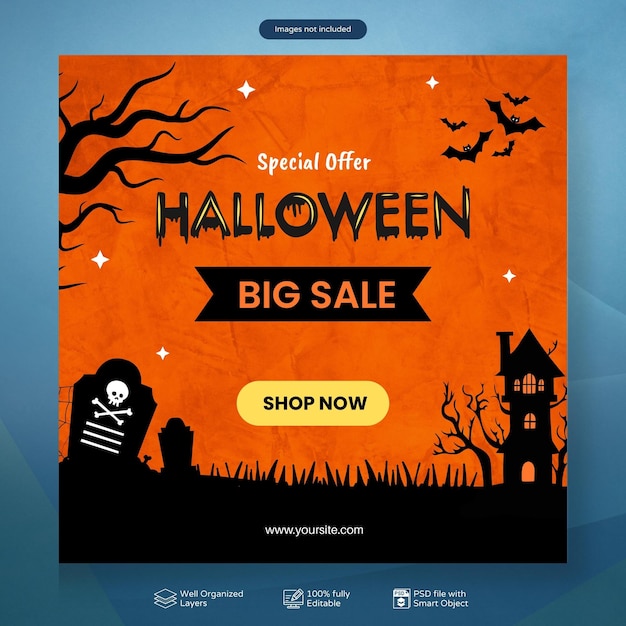 PSD psd happy halloween sale social media and instagram post template