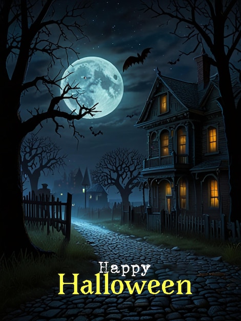 PSD psd happy halloween scary celebration greeting poster with editable text