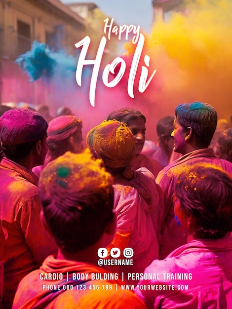 PSD psd happy holi festival banner design with background image