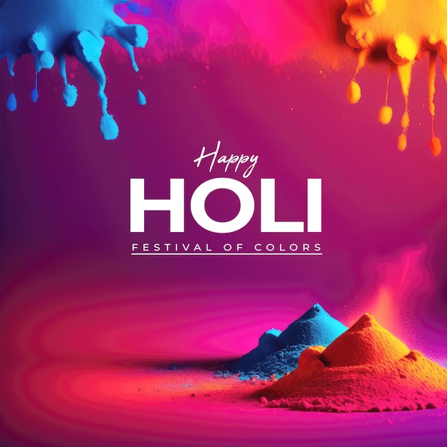 PSD happy holi festival of colors background banner design template