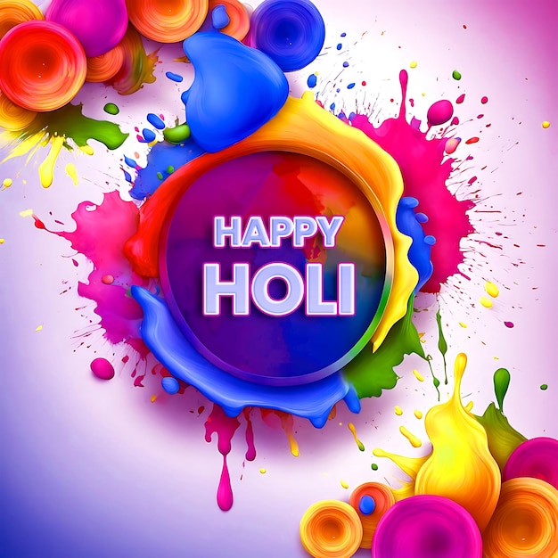 PSD Happy Holi Hai social festival background design with various colors and spalsh