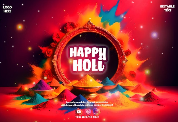 PSD psd happy holi post background social media template design