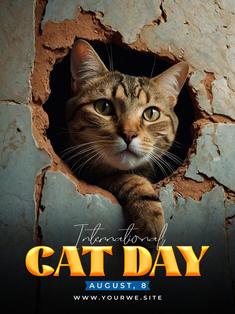 PSD psd happy international cat day poster and social media banner design