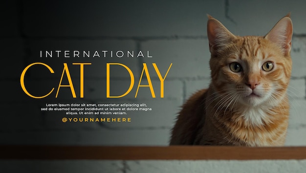 PSD psd happy international cat day poster and social media banner design