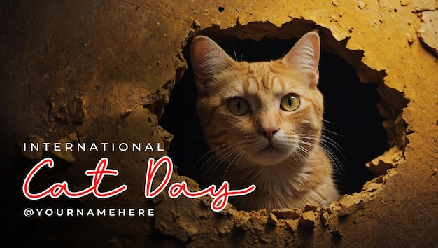 PSD psd happy international cat day poster and social media banner design