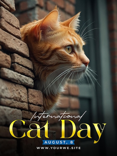 PSD psd happy international cat day poster and social media banner design