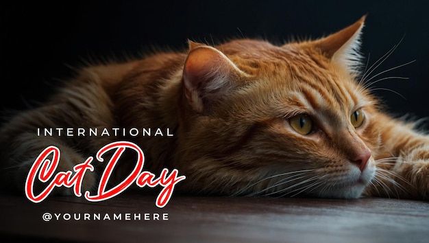 PSD psd happy international cat day poster and social media banner design