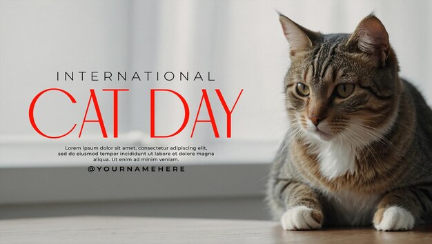 PSD psd happy international cat day poster and social media banner design