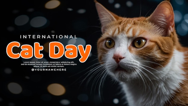 PSD psd happy international cat day poster and social media banner design