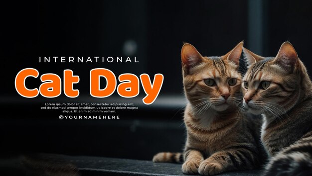 PSD psd happy international cat day poster and social media banner design