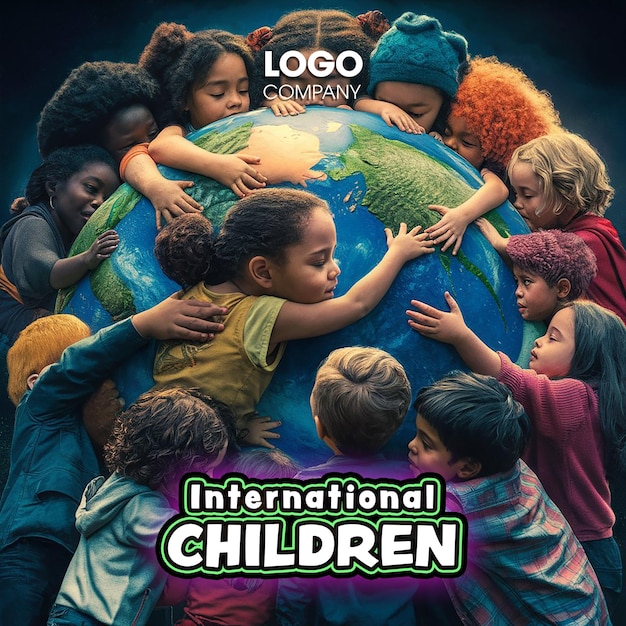 PSD psd happy international childrens day social media template and background