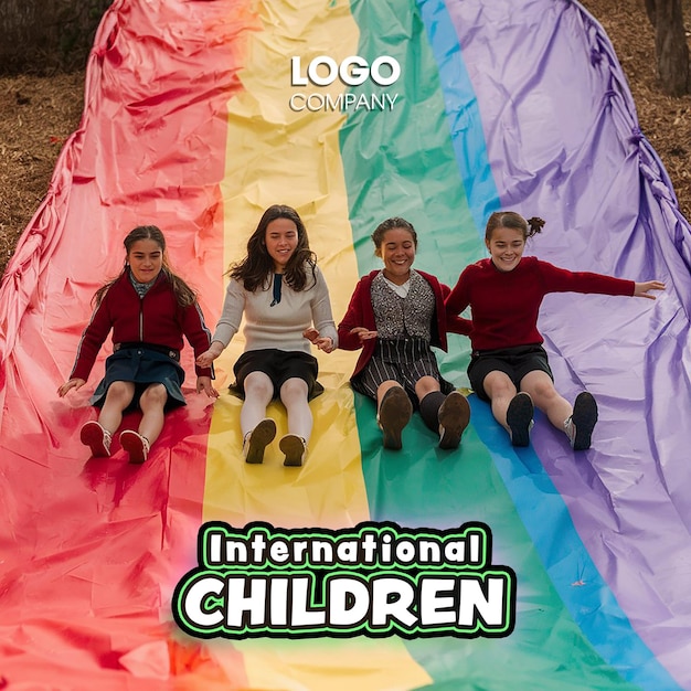 PSD psd happy international childrens day social media template and background