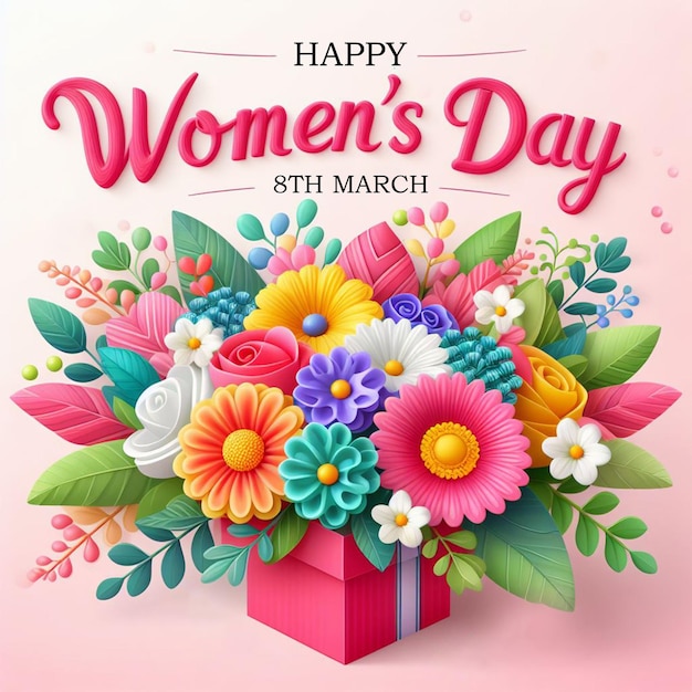 PSD happy international day of women 8th march social media post with womens day poster design