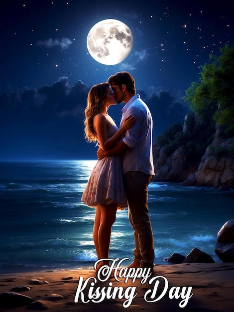 PSD Happy International Kissing Day July 06 Romantic kissing moment view generated by Ai