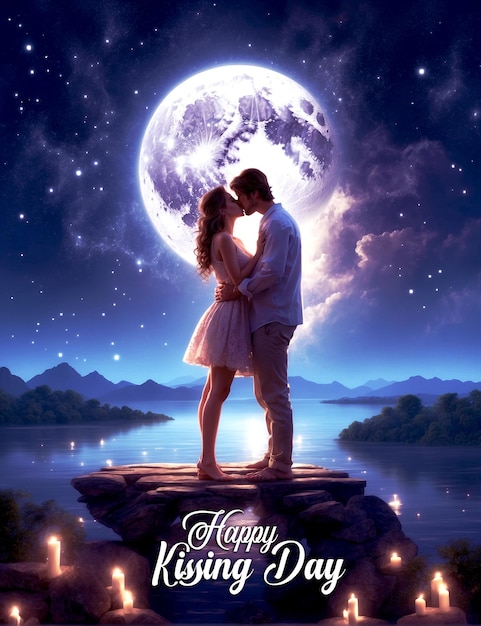 PSD Happy International Kissing Day July 06 Romantic kissing moment view generated by Ai