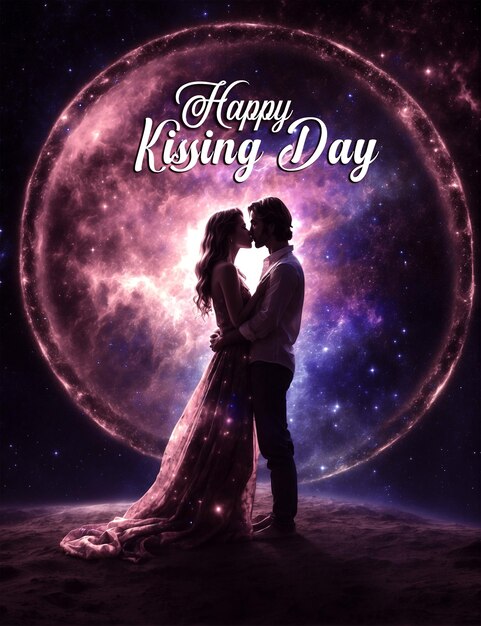 PSD Happy International Kissing Day July 06 Romantic kissing moment view generated by Ai