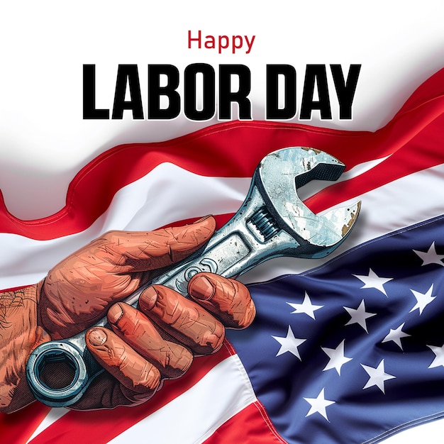 PSD psd happy international labour day background with labor day banner and patriotic background