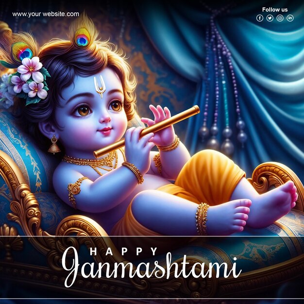 PSD psd happy janmashtami social media poster design